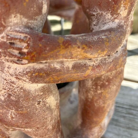 Vintage Terracotta Brown Circle of Friends Candle Holder Sculpture - Picture 3 of 16